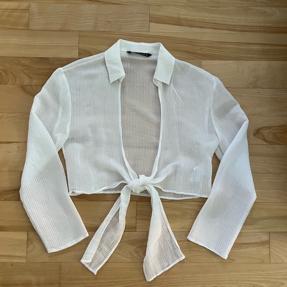 Zara translucent crop shirt - Picture 1 of 4